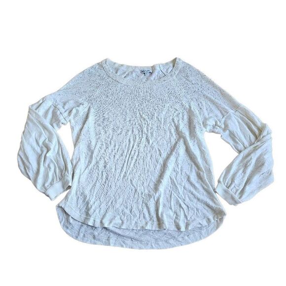 Splendid womens Sz S ivory silver long sleeve top - Picture 1 of 7